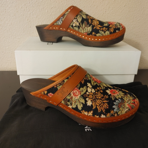 Celine Shoes - Stunning Celine Floral Jacquard Clogs Sz 40